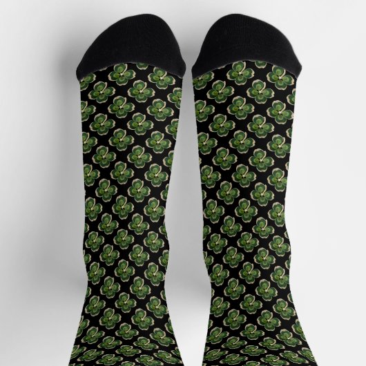 Chaussette Saint Patrick Shamrock Bijou en Or avec Perles (Haut)