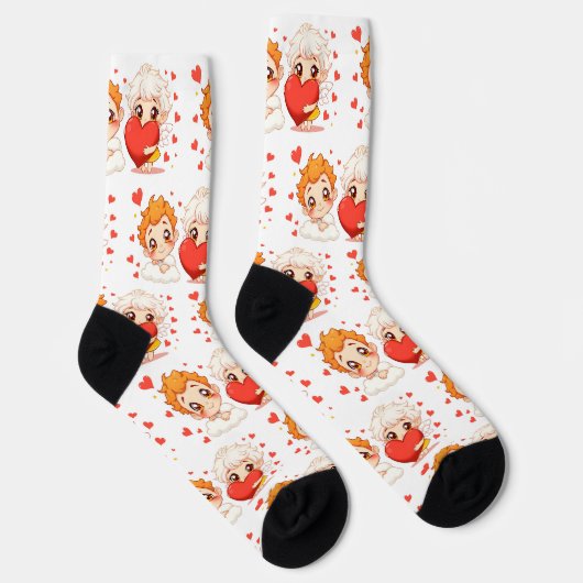 Chaussette Saint-Valentin 2025 : Angels mignons et joyeux 👼 (Droite)
