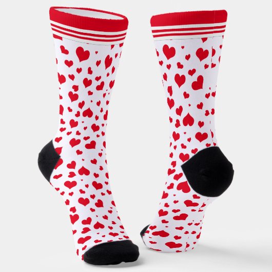 Chaussette Saint Valentin Coeurs rouges Coeurs aléatoires Mot (Angulaire)