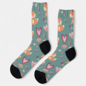 Chaussette Saint-Valentin Coeurs verts pourpres Fox Love (Gauche)