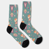 Chaussette Saint-Valentin Coeurs verts pourpres Fox Love (Droite)