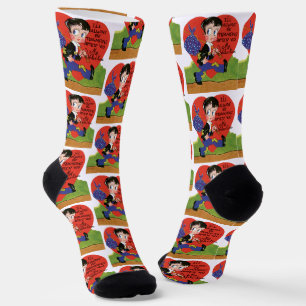 Chaussette Saint-Valentin Rétro, Cœur de garçon vagabond vint