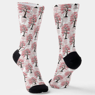 Chaussette Sakura Rose Cherry Fleur Arbre Design