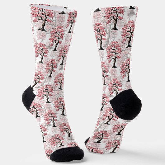 Chaussette Sakura Rose Cherry Fleur Arbre Design