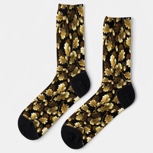 Chaussette Sans couture avec des branches de chêne doré sur f (Gauche)