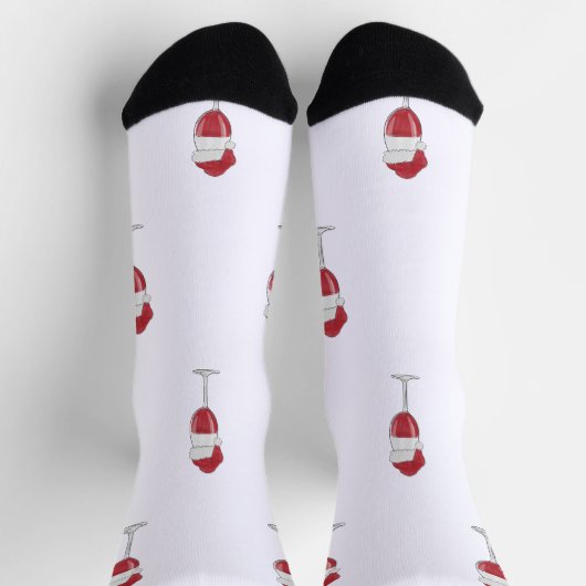 Chaussette Santa Hat Vin Verre Vacances Stocker Cadeau Stuffe (Haut)