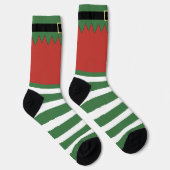 Chaussette Santa's Elf Christmas Green Striped Red (Droite)