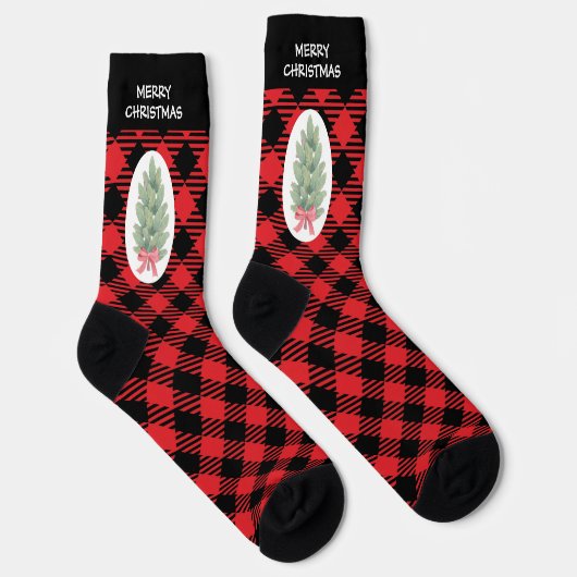 Chaussette Sapin de Noël Motif à carreaux (Droite)