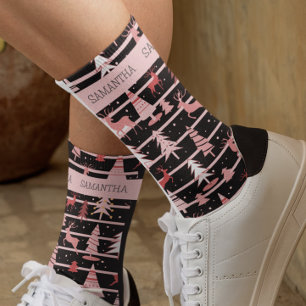 Chaussette Sapin de Noël personnalisé Reindeer Rose Fêtes de 