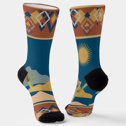 Chaussette Scène de Cactus du désert et ajustement géométriqu (Angulaire)