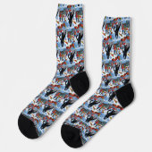 Chaussette Scène de fête de Noël de chat noir (Gauche)