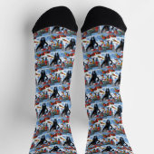 Chaussette Scène de fête de Noël de chat noir (Haut)