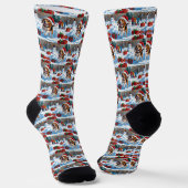 Chaussette Scène de neige festive de Noël Beagle (Angulaire)