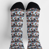 Chaussette Scène de Noël festive Border Collie enneigée (Haut)