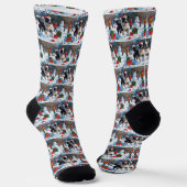 Chaussette Scène de Noël festive Border Collie enneigée (Angulaire)