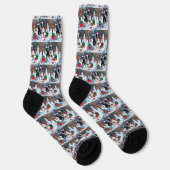 Chaussette Scène de Noël festive Border Collie enneigée (Droite)