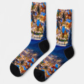 Chaussette Scène d'hiver Joyeux Chaussettes de Noël (Gauche)