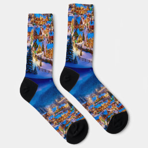 Chaussette Scène d'hiver Joyeux Chaussettes de Noël
