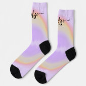 Chaussette Script de nom moderne pastel personnalisé arc-en-c (Gauche)
