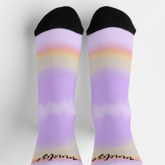 Chaussette Script de nom moderne pastel personnalisé arc-en-c (Haut)