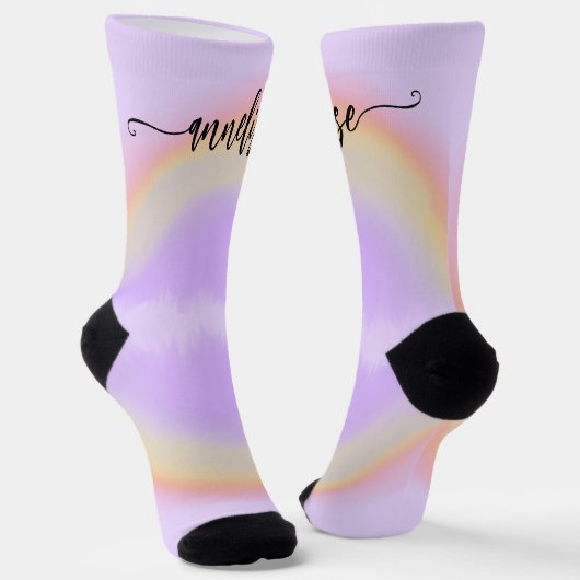 Chaussette Script de nom moderne pastel personnalisé arc-en-c (Angulaire)