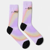Chaussette Script de nom moderne pastel personnalisé arc-en-c (Droite)