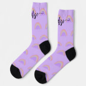 Chaussette Script de nom moderne pastel personnalisé arc-en-c (Gauche)