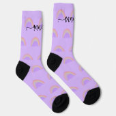 Chaussette Script de nom moderne pastel personnalisé arc-en-c (Droite)