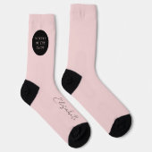 Chaussette Script de nom personnalisé mariage noir rose (Droite)