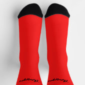 Chaussette Script monogramme texte moderne noir et rouge (Haut)