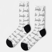 Chaussette Script personnalisé Nom blanc Fun Womens (Gauche)