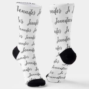 Chaussette Script personnalisé Nom blanc Fun Womens