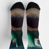 Chaussette Sculpture de requin sur la plage (Haut)
