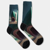 Chaussette Sculpture de requin sur la plage (Droite)