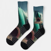 Chaussette Sculpture de requin sur la plage (Gauche)
