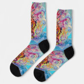 Chaussette SEA DRAGON AMONG WAVES Fantasy Pink Blue (Gauche)