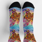 Chaussette SEA DRAGON AMONG WAVES Fantasy Pink Blue (Haut)