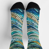 Chaussette Sea of Waves Teal Mosaic Fine Art (Haut)