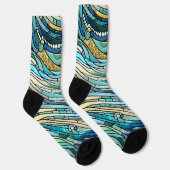 Chaussette Sea of Waves Teal Mosaic Fine Art (Droite)
