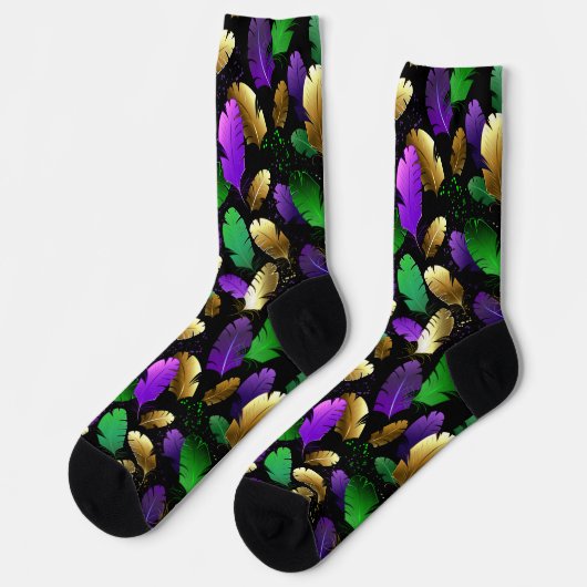 Chaussette Seamless Pattern with Mardi Gras feathers (Gauche)