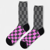 Chaussette Secret Wild vérifier gris rose sur gris (Gauche)