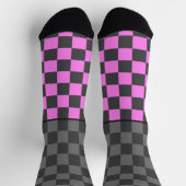 Chaussette Secret Wild vérifier gris rose sur gris (Haut)