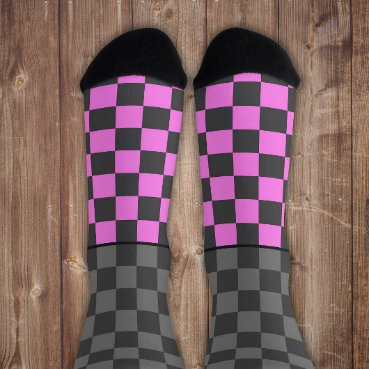 Chaussette Secret Wild vérifier gris rose sur gris