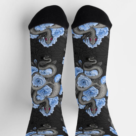 Chaussette Serpents et roses bleues (Haut)