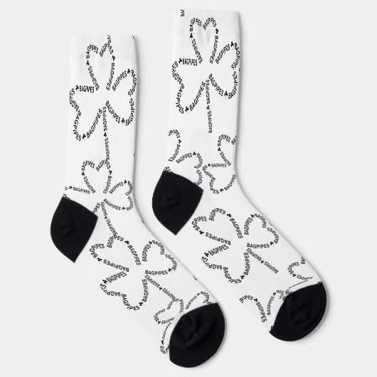 Chaussette Shamrock de texte Bagpipes (Droite)