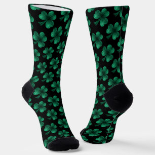 Chaussette Shamrock vert émeraude motif noir