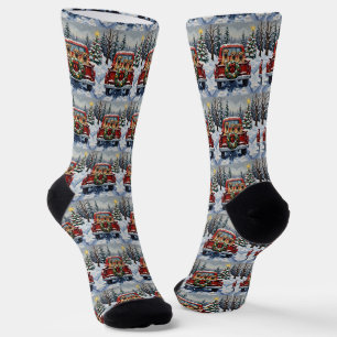 Chaussette Shar Pei Noël Camion Rouge Fêtes