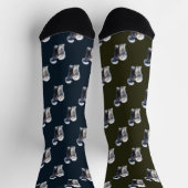 Chaussette Sheepadoodle avec écharpe bleue à carreaux (Haut)