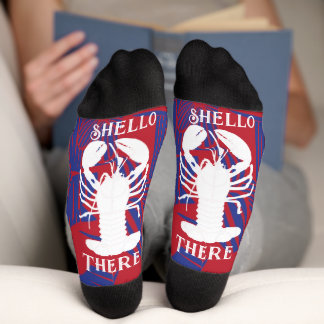 Chaussette Shello There Homard bleu et rouge floral
