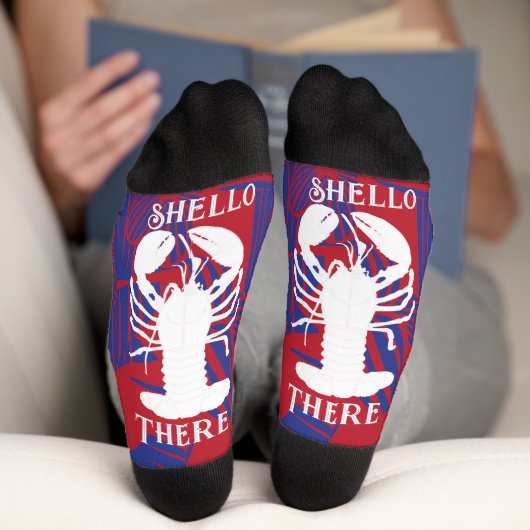 Chaussette Shello There Homard bleu et rouge floral (Fond)